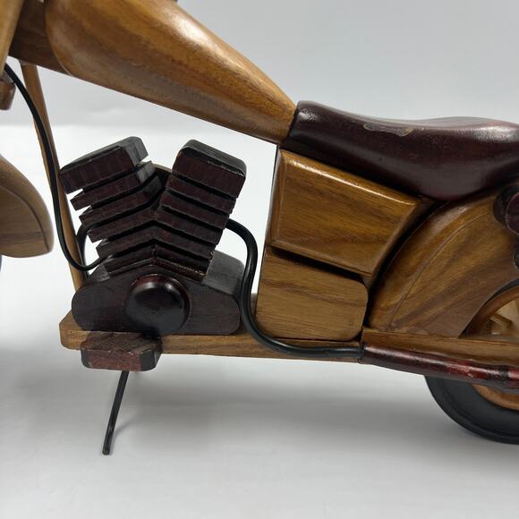 Vintage Handmade Exotic Hard Wood Decorative Motorcycle Bike Harley 14" - Picture 5 of 15